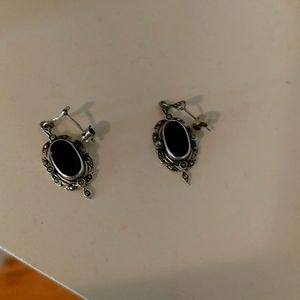 Silver Onyx Earrings